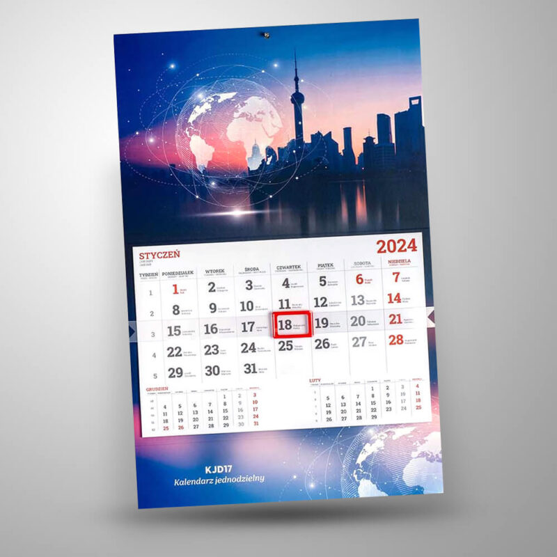 Spersonalizowane kalendarze jednodzielne z logo